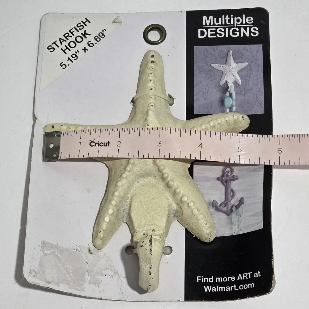 Coastal Nautical  Starfish Wall Hook Cast Iron Heavy Home Decor New
